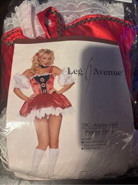 Leg Avenue Red White Alpine Girl bustier dress beer garden Costume small Hallowe